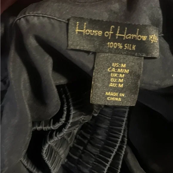 House of Harlow silk pajamas black with white trim medium - Picture 5 of 5